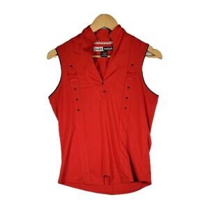 Jamie Sadock Lightweight V Neck Golf Tank Top Women's S Studded Red & Black